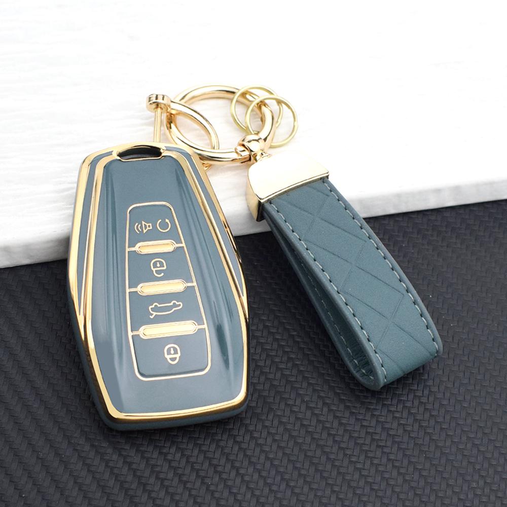 New Protective Key Case Cover for Geely Coolray 2024/X6/Emgrand/Global Hawk GX7 Soft TPU Key Case With Key Chain Auto Parts
