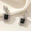 1 Pair Fashion Square Dangle Earrings for Women Cubic Zirconia Jewelry Daily Wedding Party Accessories