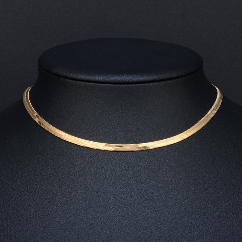 European And American Cross-Border Simple And Personalized Fashionable Flat Snake Bone Necklace Versatile Chavicle Chain