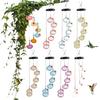 Wind Chimes Hummingbird Feeder with 6 Feeder Balls Hanging Humming Bird Feeder Colorful Wind Chimes Bird Feeder for Garden Patio