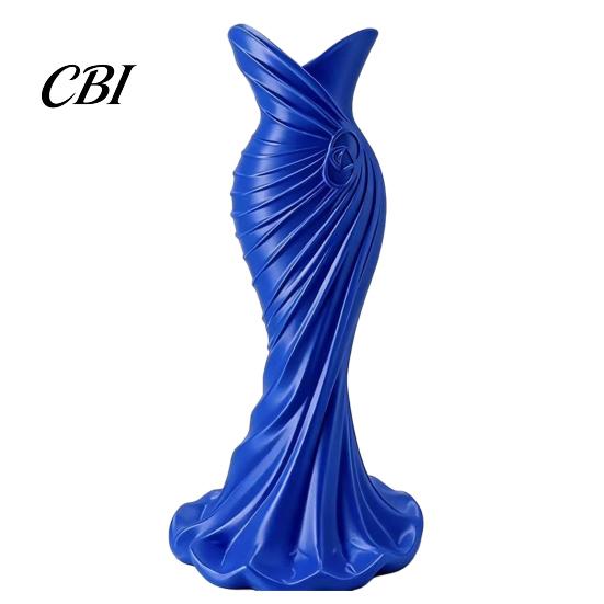 Unique Ornamental Vase 3D Printed Evening Gown Shaped Vase, Elegant Dress Sculpture High-end Texture Flower Pot, Minimalist Home Ornament for Entryway