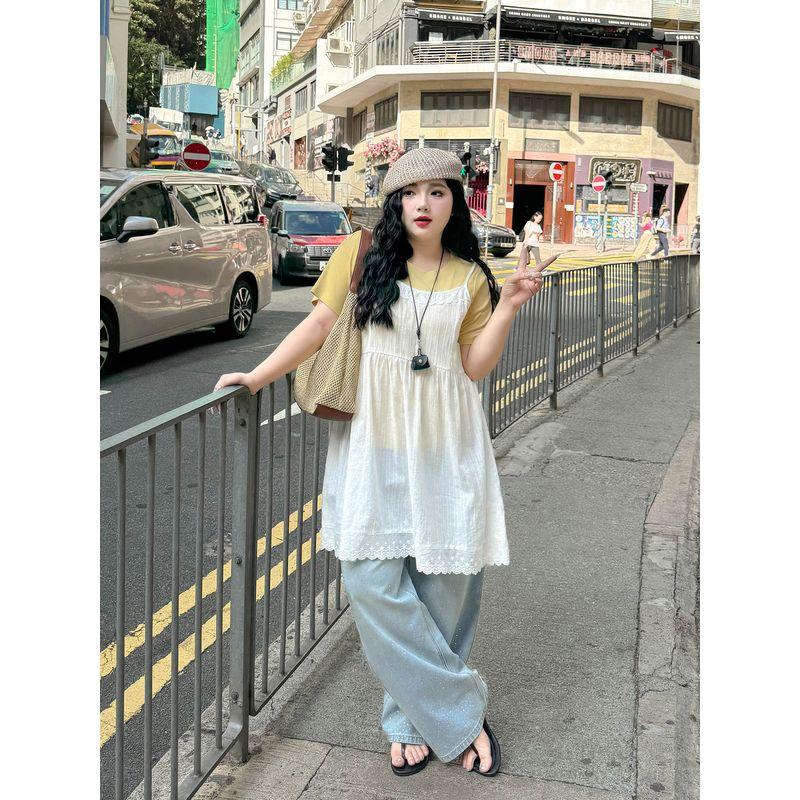 Plus size women clothing [Flash Jeans] Three Pants with Diamonds Shiny Summer Chubby Girl High Waist Straight Wide Leg Pants