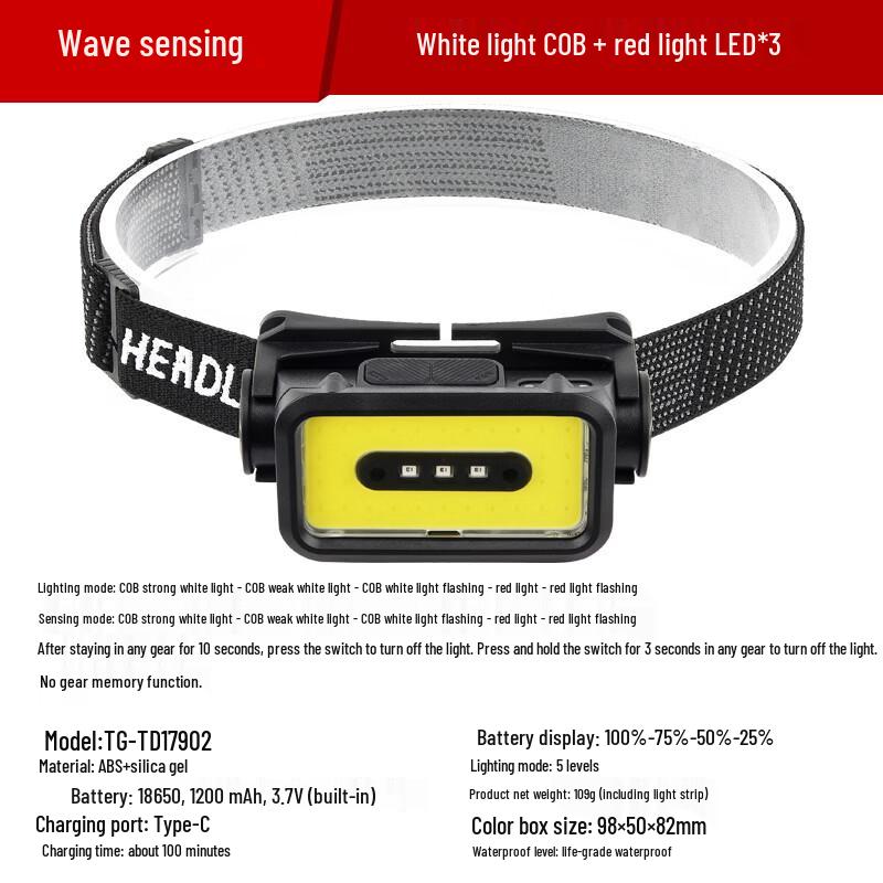 

Nufeng USB Rechargeable High-Power Sensor Headlamp & Work Light