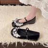Daily casual versatile skirt small leather shoes spring 2025 new girl heart flower one-word buckle Mary Jane shoes