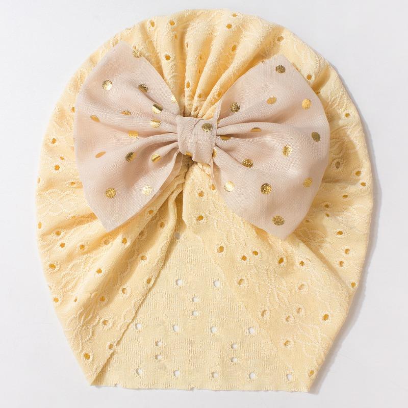 New children's hats, solid color bow baby pullover hats, summer breathable baby caps