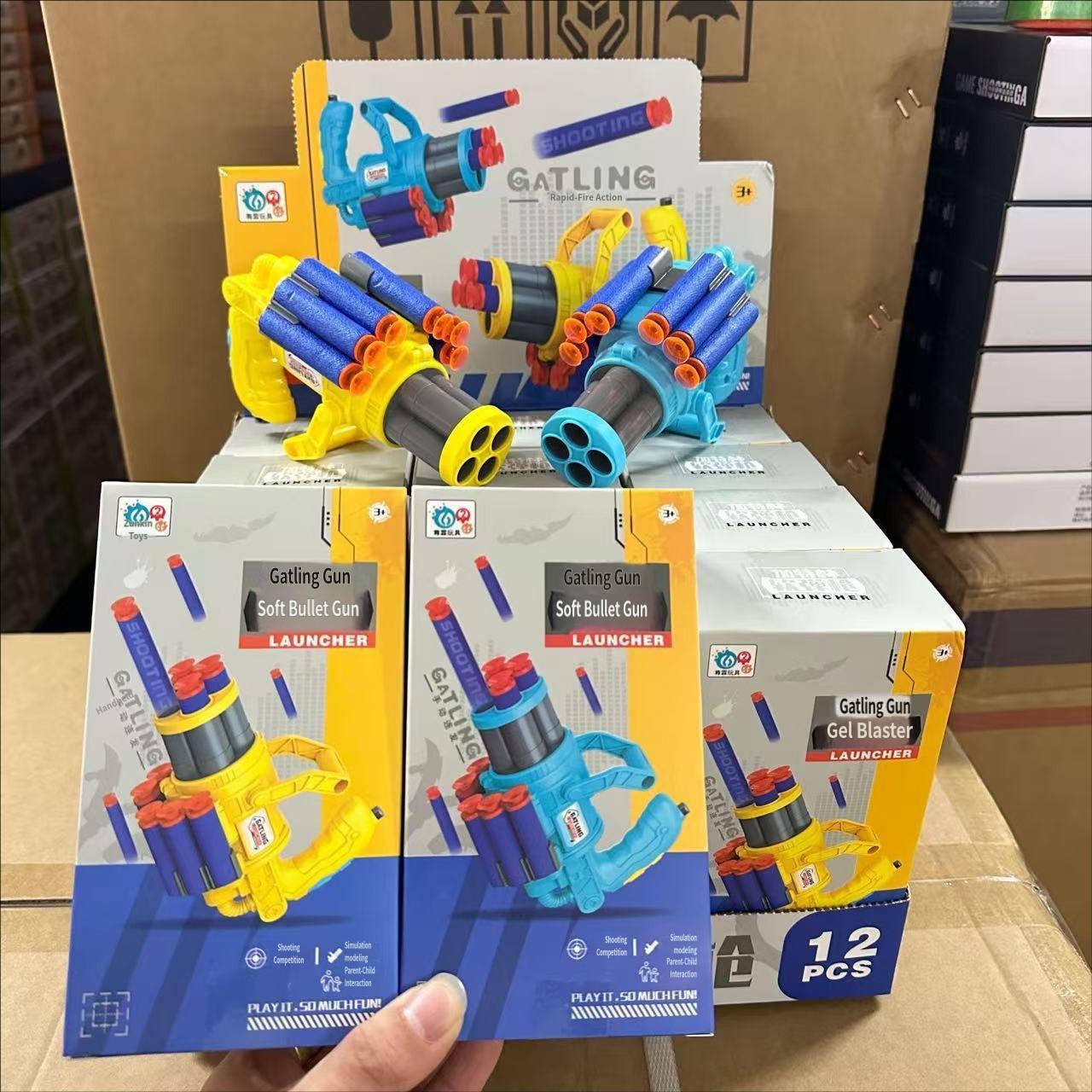 

Gatling Kids Eva Plush Bullet Gun Boy Plaything Simulation Hand Gun Model Outdoor Game Kids Present Battle Play Plastic Mini Pistol