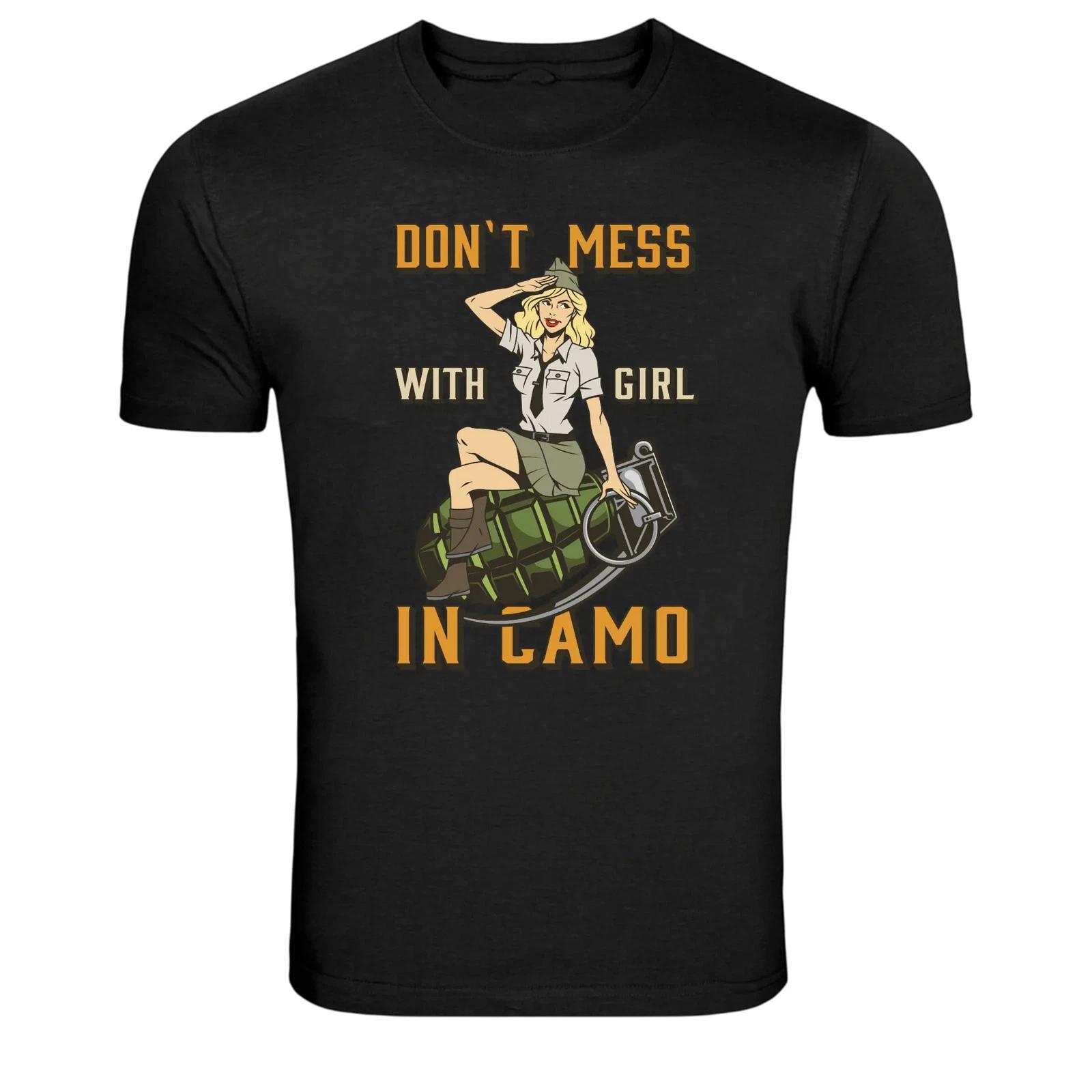 Don t Mess With Girl In Camo Pinup Military Graphic Tee 4XL