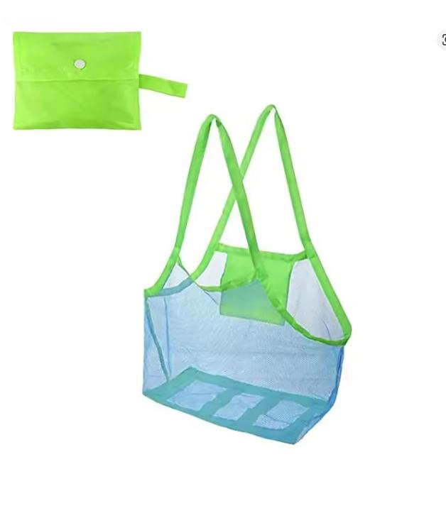 1pcs Large Mesh Beach Bag, Sandproof Foldable Tote with Hanging Hole, Breathable Toy Storage