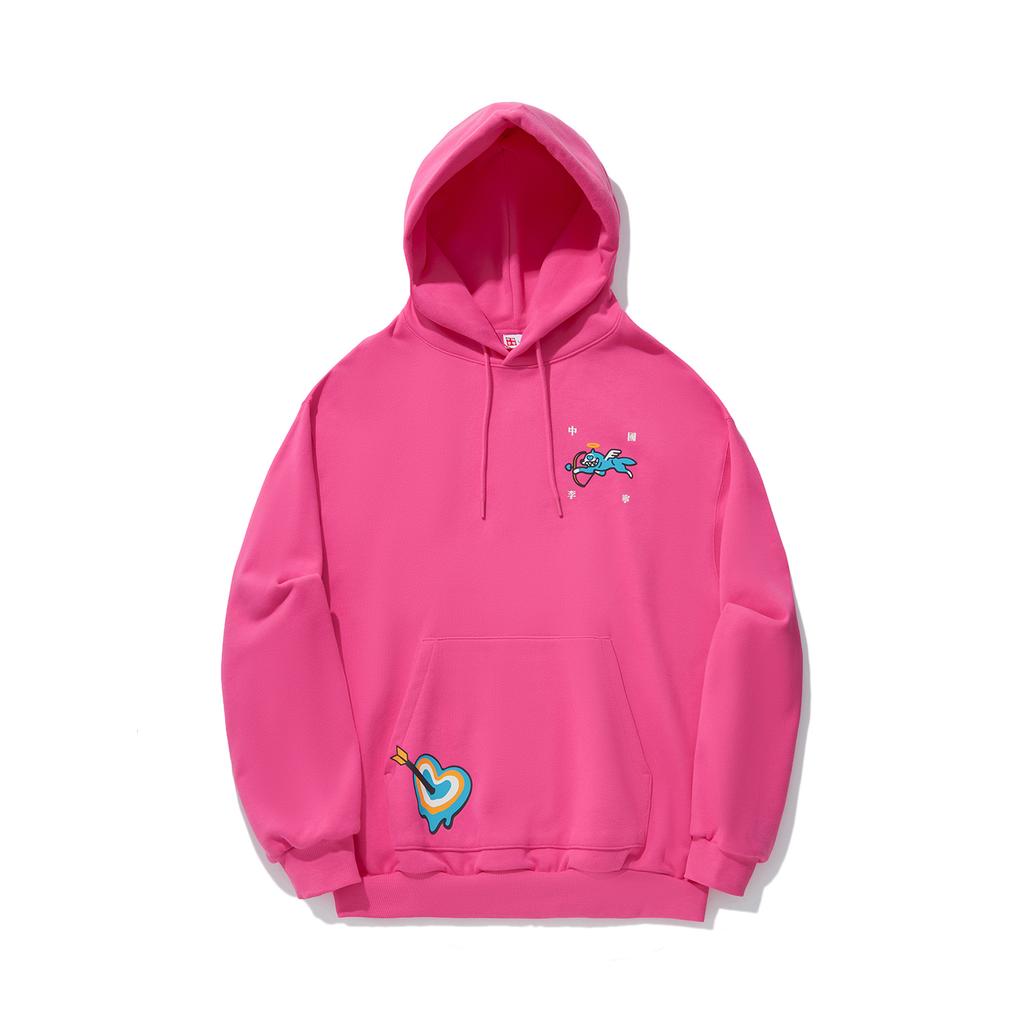 Li Ning X Icecream Collaboration Heartbreaker Series Letter Logo Casual Sports Hoodie Unisex hoodies Pink AWDU843-3