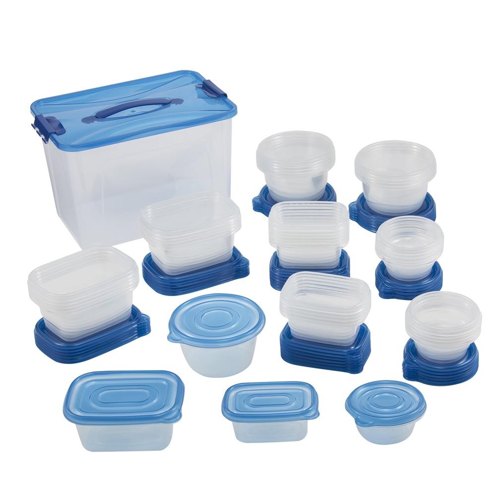92PC Food Storage Containers Set Stackable Microwave Freezer Safe Lids Storage Organizers Translucent Plastic BPA Free Kitchen