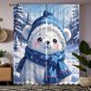 2pcs set HD cute winter bear decorative curtain Blue tie digital printed curtain Home decoration style decoration living room