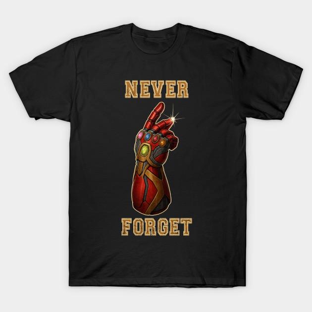 Men Black Print T-shirt Never Forget Tony No-Cut Transfer Paper Print Cotton Tshirt S чёрный