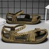 Men's Retro Lightweight Breathable Roman Sandals, Anti Slip Beach Oversized Sandals