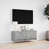 Wall Mounted TV Cabinet with LED Lighting Concrete Grey 100 x 31 x 35 cm