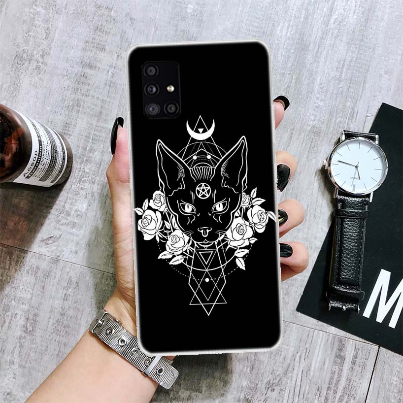 

Красочный милый чехол для телефона с ведьмой и котом для Samsung Galaxy A12 A22 A32 A42 A52 A72 A51 A71 5G A41 A31 A21 A02S M12 M21 M31 M30S Samsung A71 5G