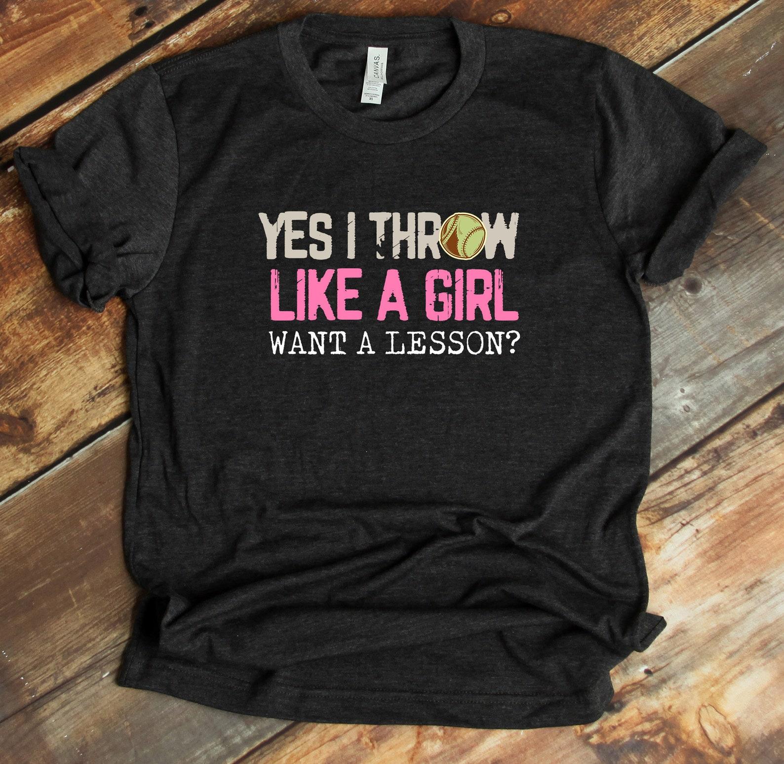 Softball T-Shirt, Throw Like A Girl Joke, Softball Lover, Softball Gift, Softball Player, Softball Tee, Game Day Shirt Softball L