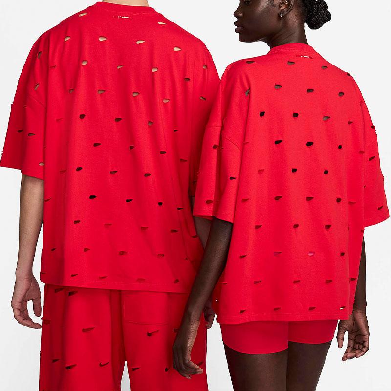Nike Camiseta Holgada Casual de Cuello Redondo y Manga Corta Deportiva X Jacquemus, Tops Unisex Rojo Universitario FJ3478-657