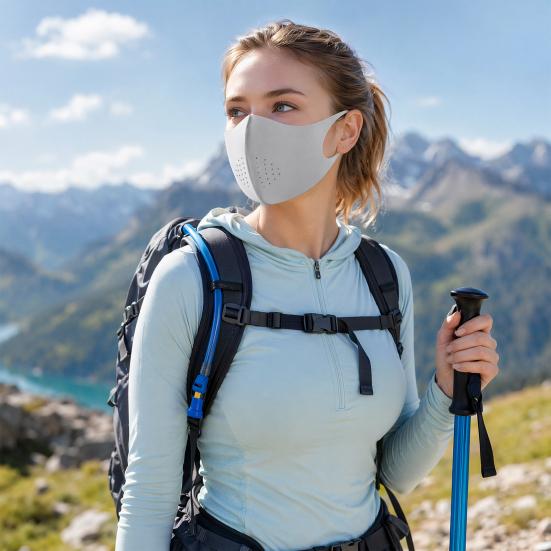 Soft Ice Silk Face Guard, Half Face Sun Protection Neck Cover, Breathable Holes Face Shield with Elastic Ear Loop for Outdoor Women Cycling Hiking