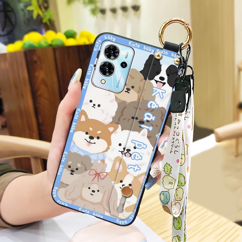 Dirt-resistant Ring Phone Case For ZTE Blade V40 Pro Protective Cute Kickstand Wrist Strap Shockproof Back Cover Durable