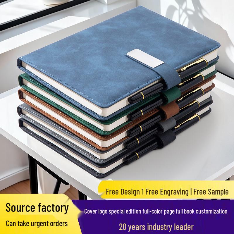 Custom Logo Business Notebook - Soft Leather, Thick, High-Quality Buckle Diary In Gift Box