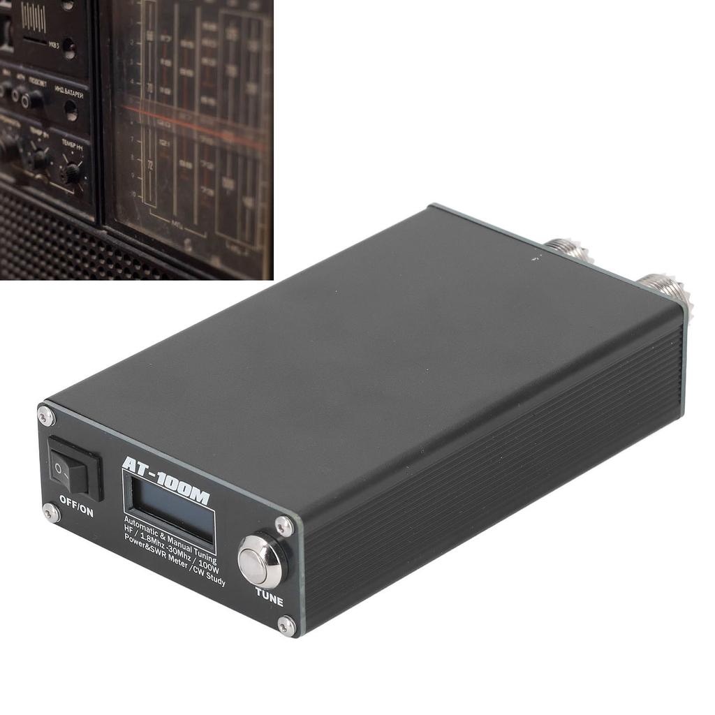 AT100M Antenna Tuner 1.8mhz to 30mhz 100W Organic LED Display Universal Rechargeable Antenna Tuner