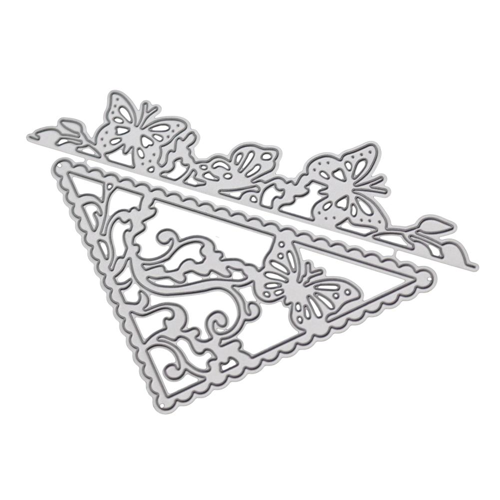 Card Border Triangle Decoration Metal Silvery Stencil Embossing Cutting Dies For Diy Scrapbooking Paper Album Cards Making