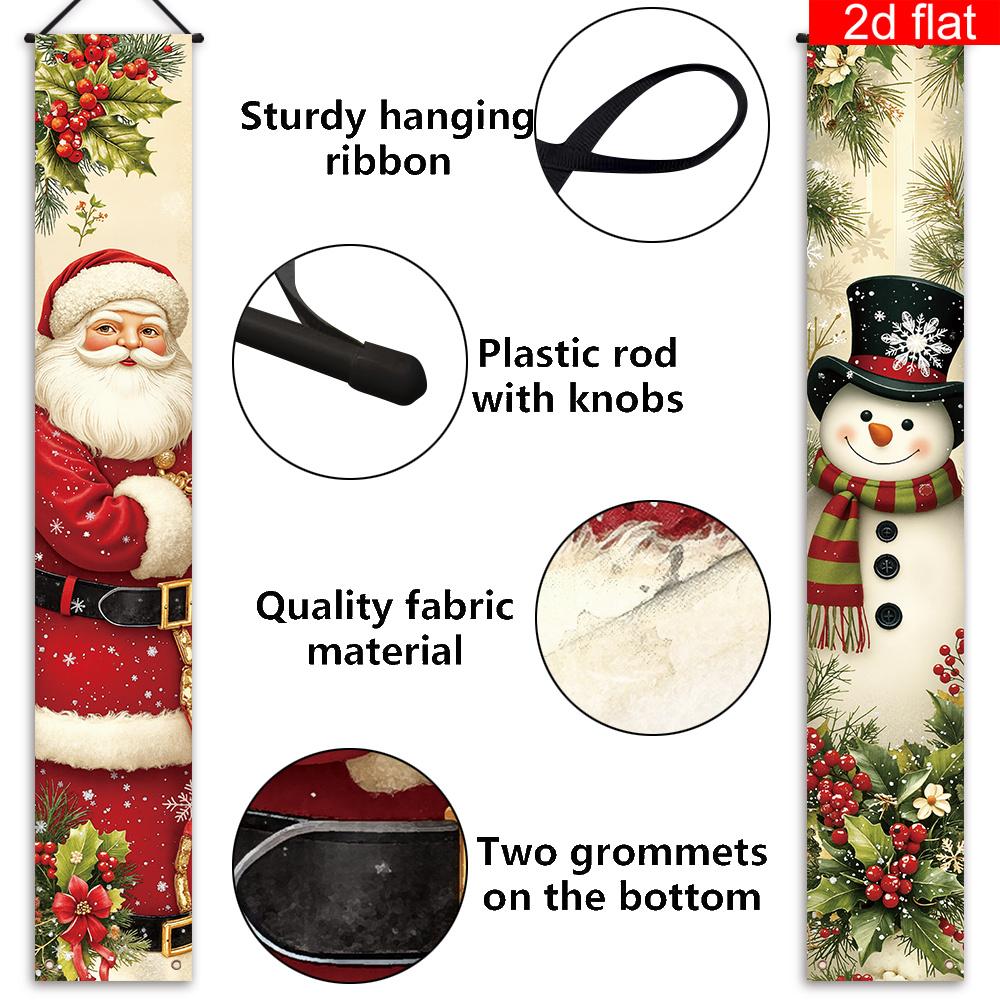 Merry Christmas Couplet Banner Snowman Santa Claus 1 Pair Indoor Outdoor Decor