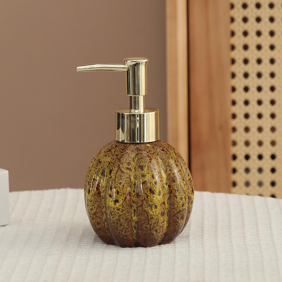 soap dispenser Pumpkin ceramic hand sanitizer bottle shampoo and shower gel press and dispense bottle decoration   dispenser