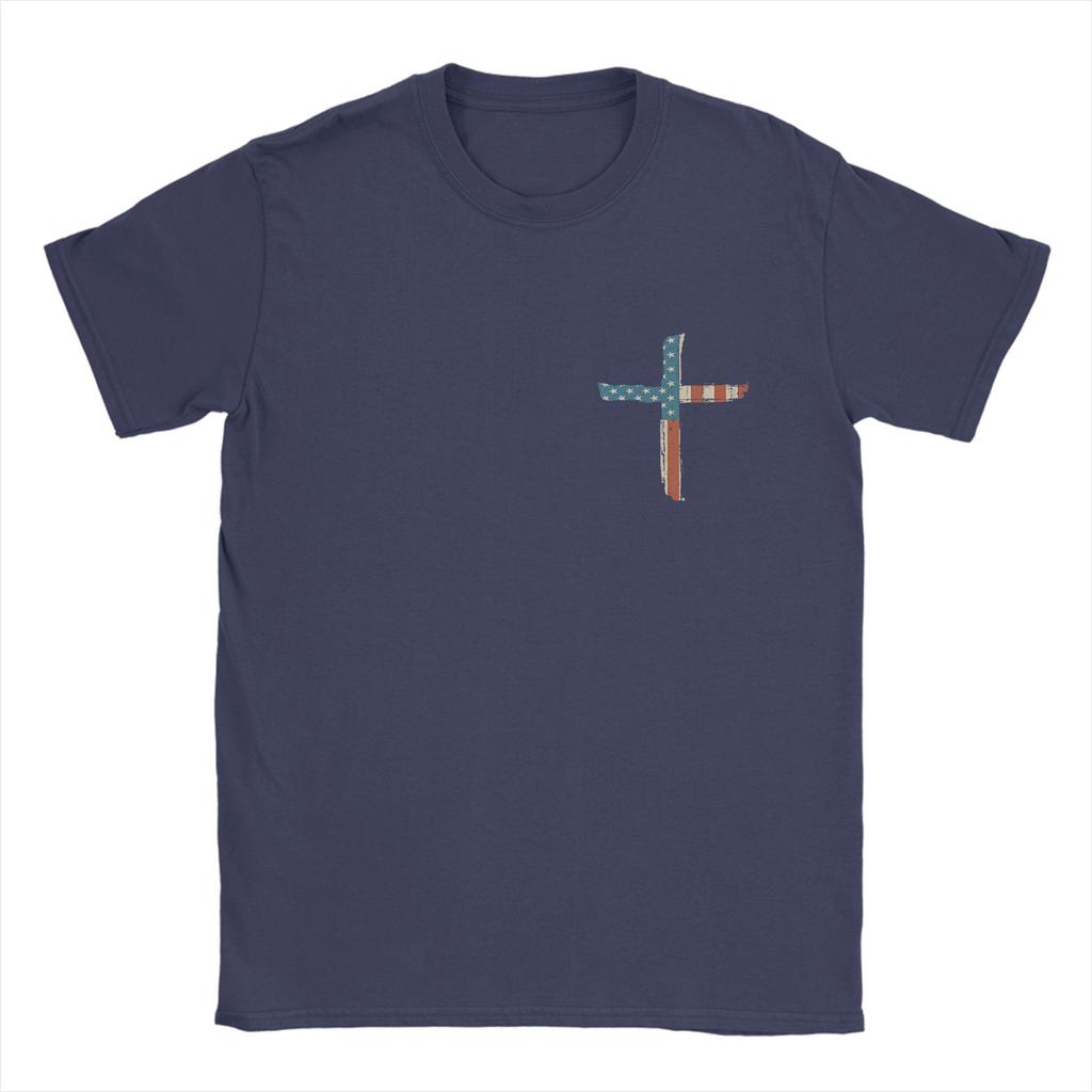 Men T-Shirts Stand For The Flag I Kneel For The Cross Novelty Cotton Tee Shirt Short Sleeve T Shirt O Neck Clothing Plus Size
