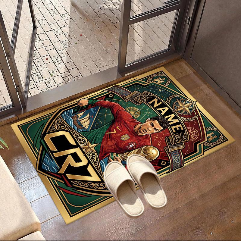 Custom Name Personalized Cristiano Ronaldo Print Carpet, Versatile Home Decor Rug, for Playroom, Apartment, Balcony, Entryway, Hallway Gift