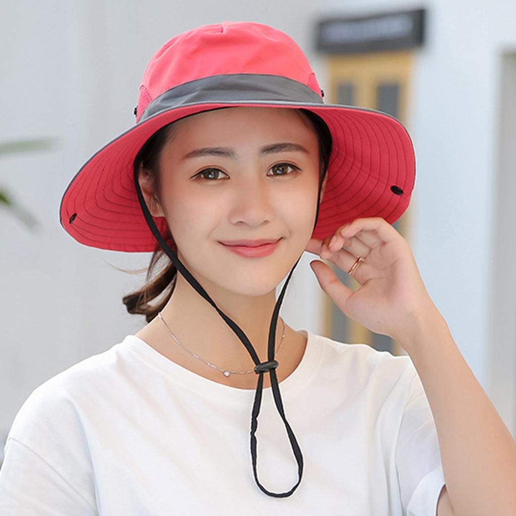 Women Outdoor UV  Foldable Mesh Wide Beach Fishing Hat Bucket Cap