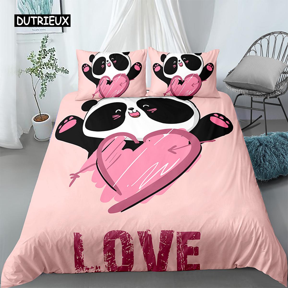 

Panda Printed 2/3pcs Bed Cover Collection Bamboo Bedspread Cover For Adult Child Bedclothes And Pillowcases Comforter Covers Bed Sets EU single(135x200cm)