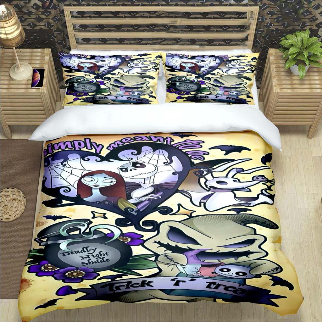 Horror Film The Nightmare Before Christmas Print Bedding Sets Bed Supplies Set Duvet Cover Bed Comforter Set Bedding Set Gift