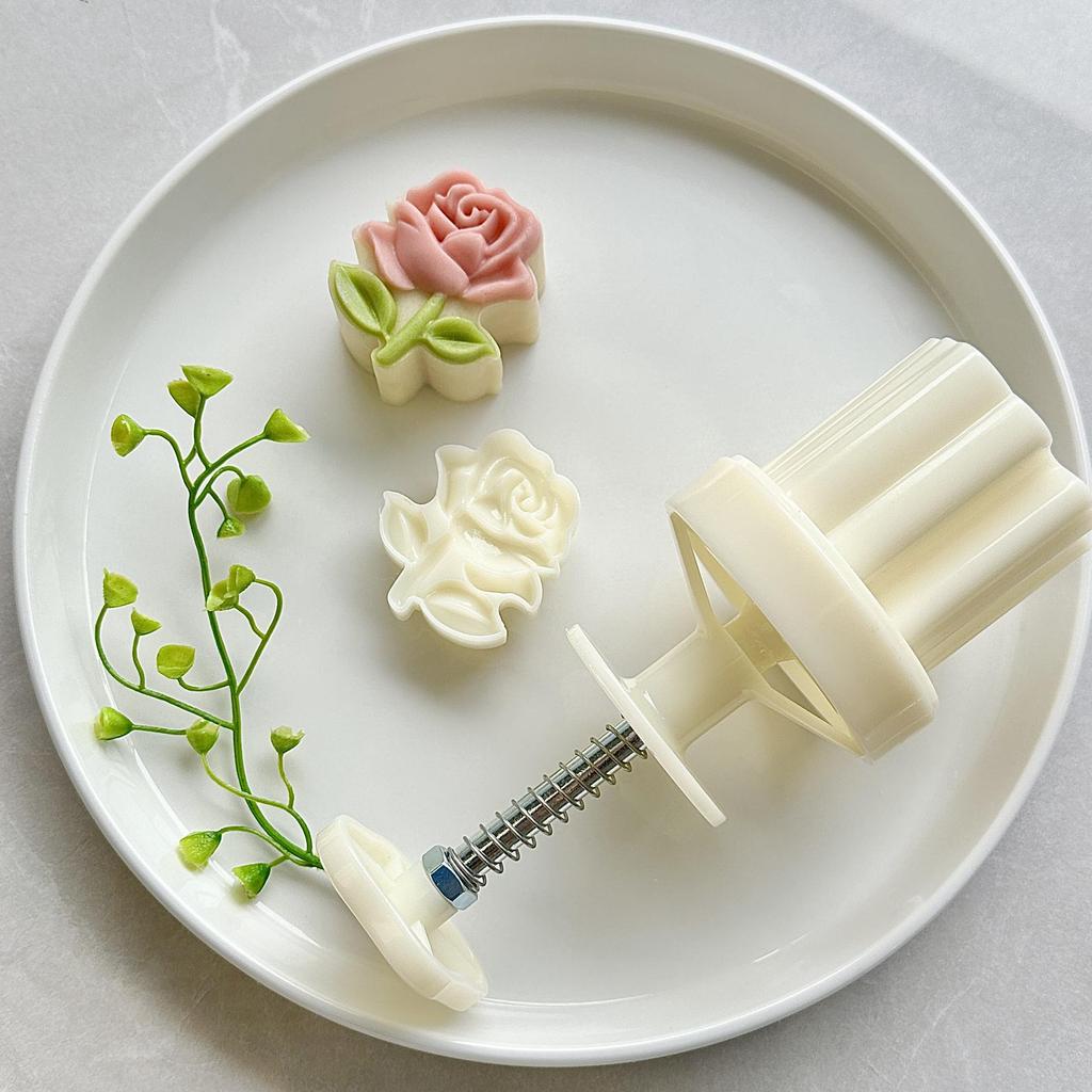 50g 3D Rose Flower Baking Mold Set for Mooncake and Pastry