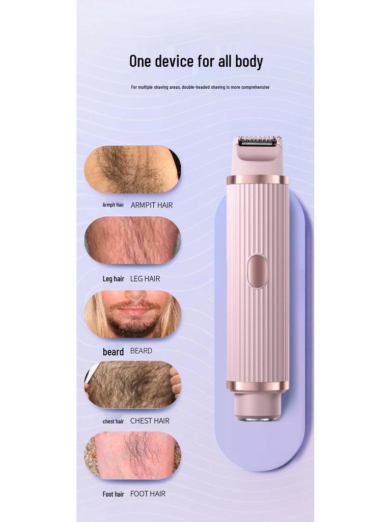 Dual-Head Electric Women's Shaver & Epilator: Full Body and Pubic Hair Trimmer