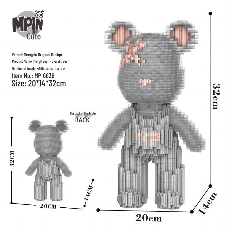 Mengpin Transparent Bear Micro Bricks Puzzle Toy for Kids - Brain Teaser Birthday Gift Figurine