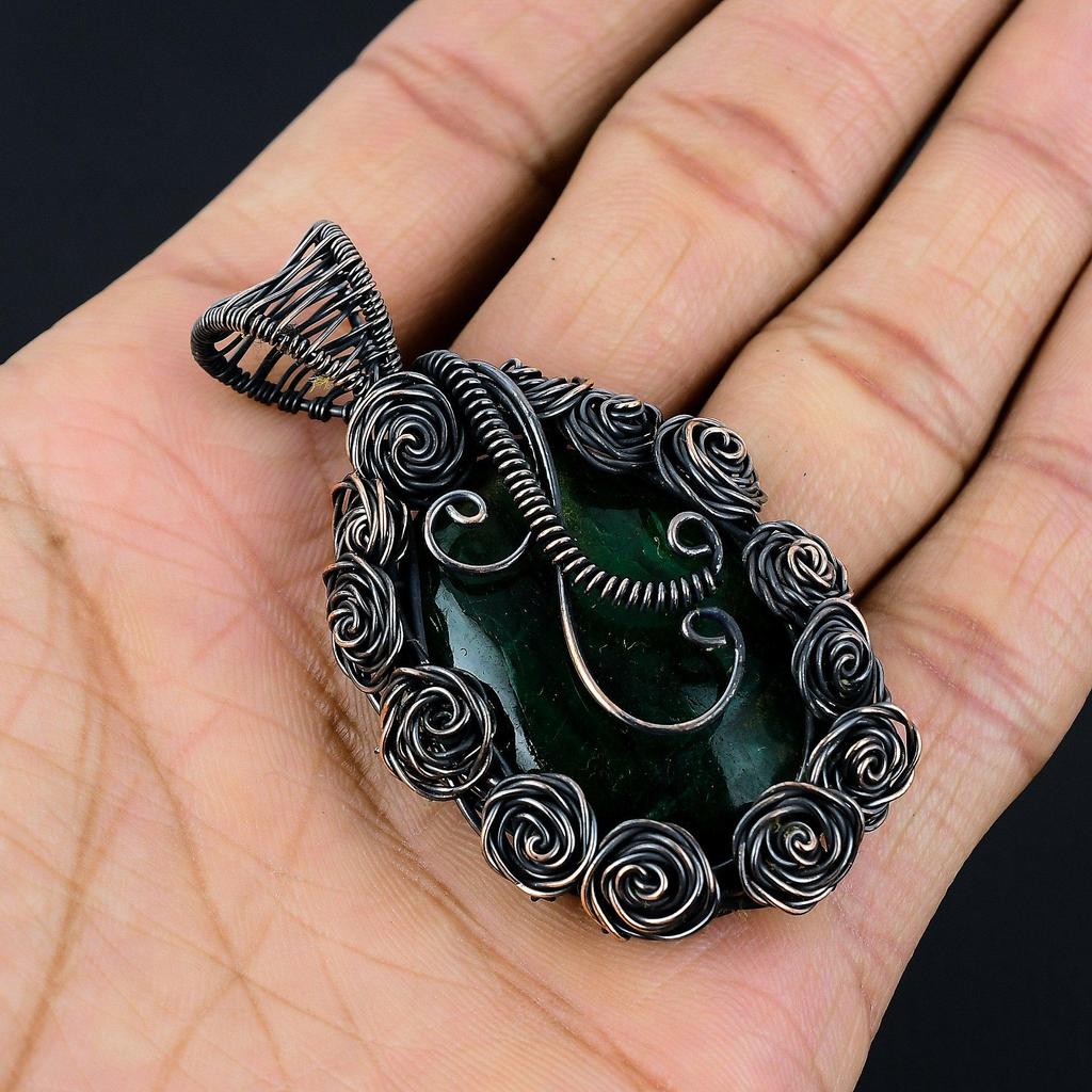 Pandantiv Labradorit Green Flash Bijuterii cu Pietre Prețioase, Pandantiv Înfășurat cu Sârmă de Cupru 999, Bijuterii Handmade Pandantiv Piatră Natală, Cadou Pentru El