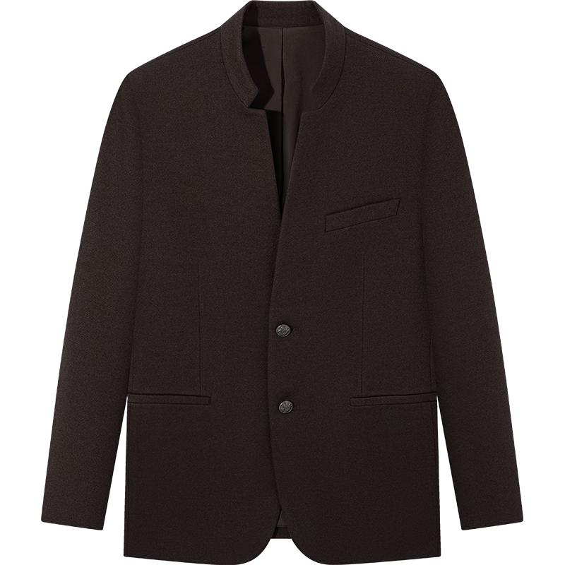 SEVEN Men's Lamb Wool Blend Mandarin Collar Suit Jacket