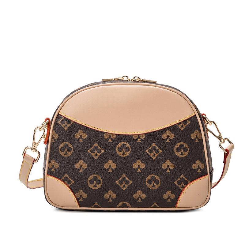 New trendy niche personalized printed women's bag versatile contrasting color splicing double zipper single shoulder crossbody small square bag