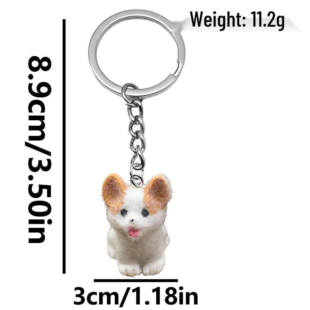 Resin Cartoon Animal Keychain: Puppy, Bichon, Border Collie, Teddy, Rabbit