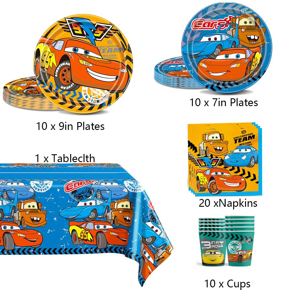 Набор посуды «Гоночный автомобиль Маккуин», 51 шт., включает в себя тарелки, чашки, салфетки, скатерть