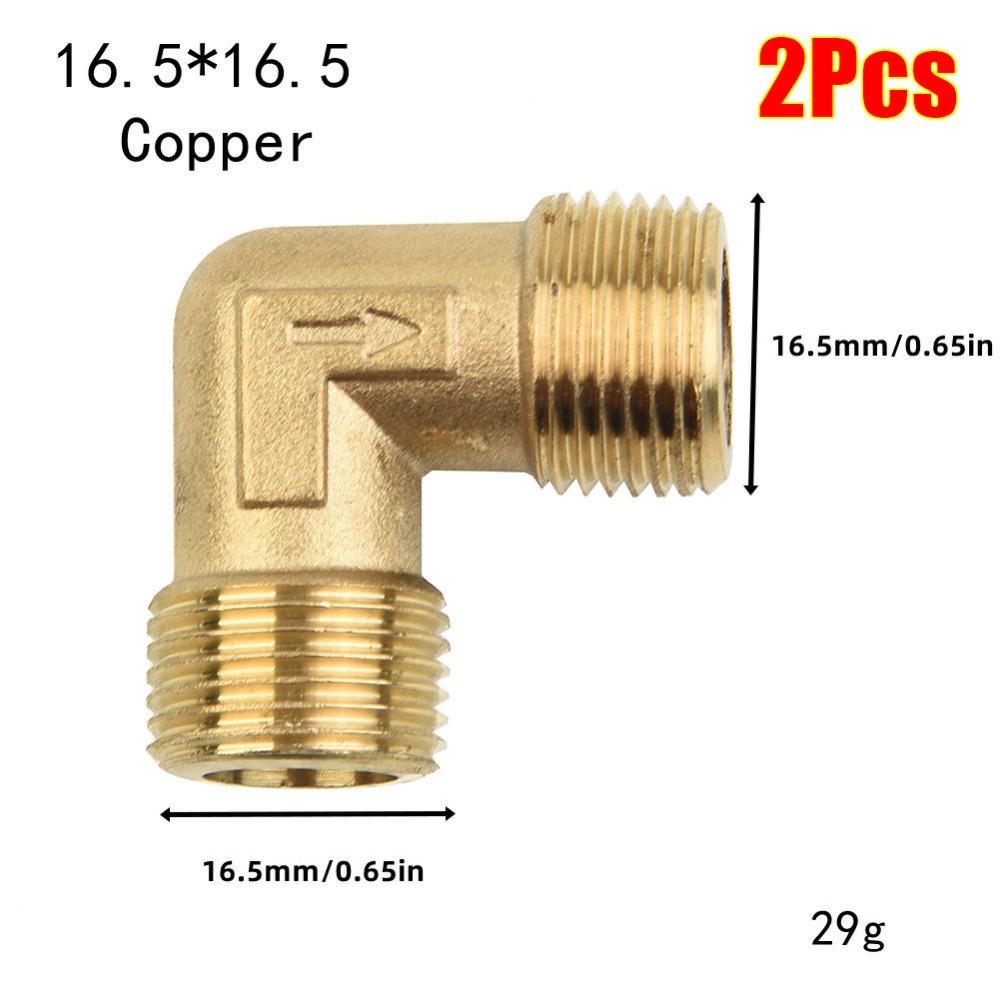 2Pcs 16.5mm 20.5mm Air Compressor Fittings Elbow Coupler Air Tools Parts Male Elbow Connector Male To Male Thread Brass