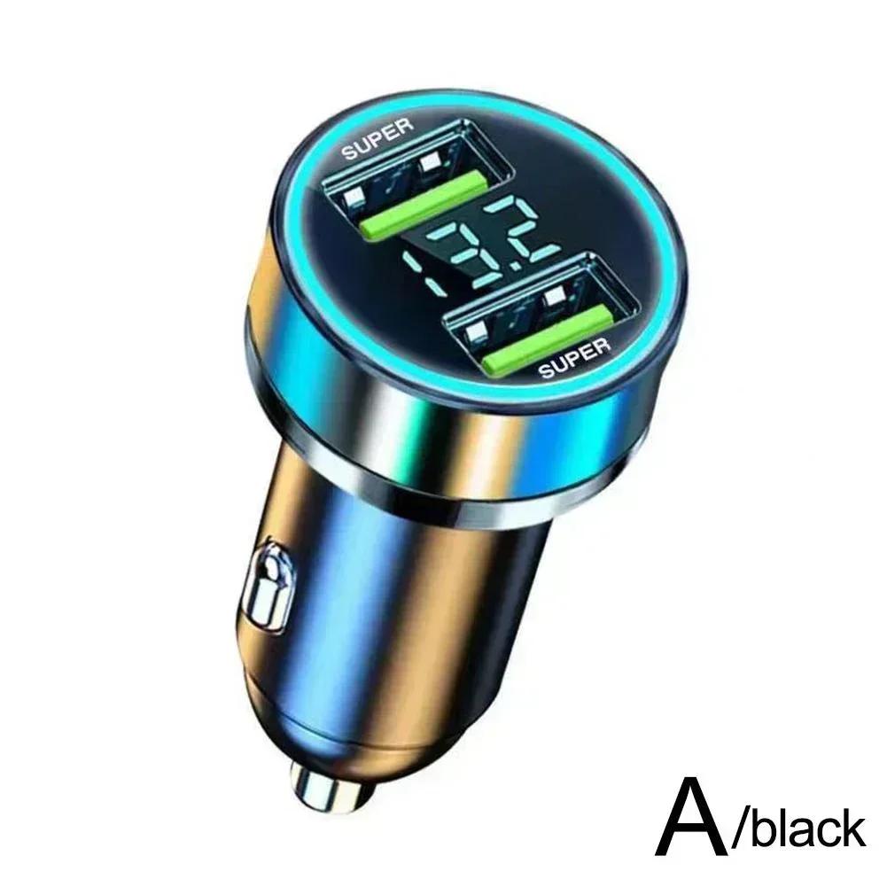 240W Car Charger Fast Charging 2 USB Ports Adapter for IPhone Samsung Xiaomi Quick Charging Chargers with Digital Display