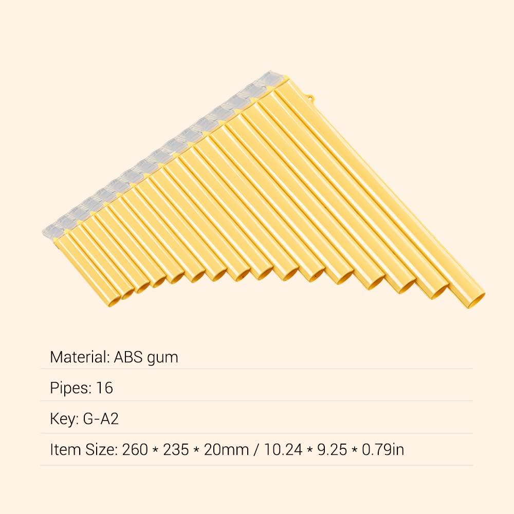 HEIYE Panpipe Pan Flute Key ABS Panpipe Chinese Traditional Woodwind Instrument with Carrying Bag 16-Pipe G-A2
