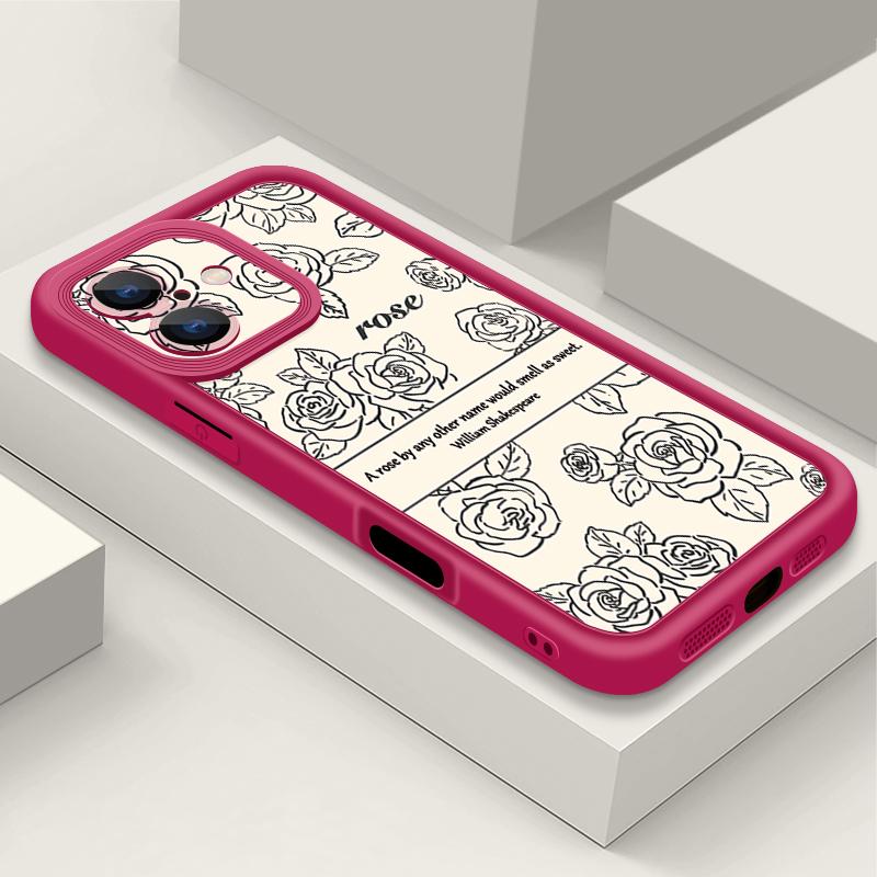 Rose Flowers Candy Color Phone Case For iPhone 16 Pro Max 16e 14 15 Pro Max Plus 13 12 11 Pro 7 8 XR X XS Shockproof Bumper TPU Silicone Cover