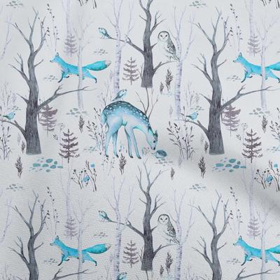 Cotton Flex Light Blue Fabric Deer Fabric For Sewing Printed Craft Fabric By The Yard 40 Inch