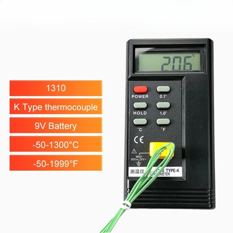 Portable Digital K Type Thermocouple Thermometer, High Precision Industrial Temperature Meter for HVAC, Celsius/Fahrenheit Use High Temperature Probe
