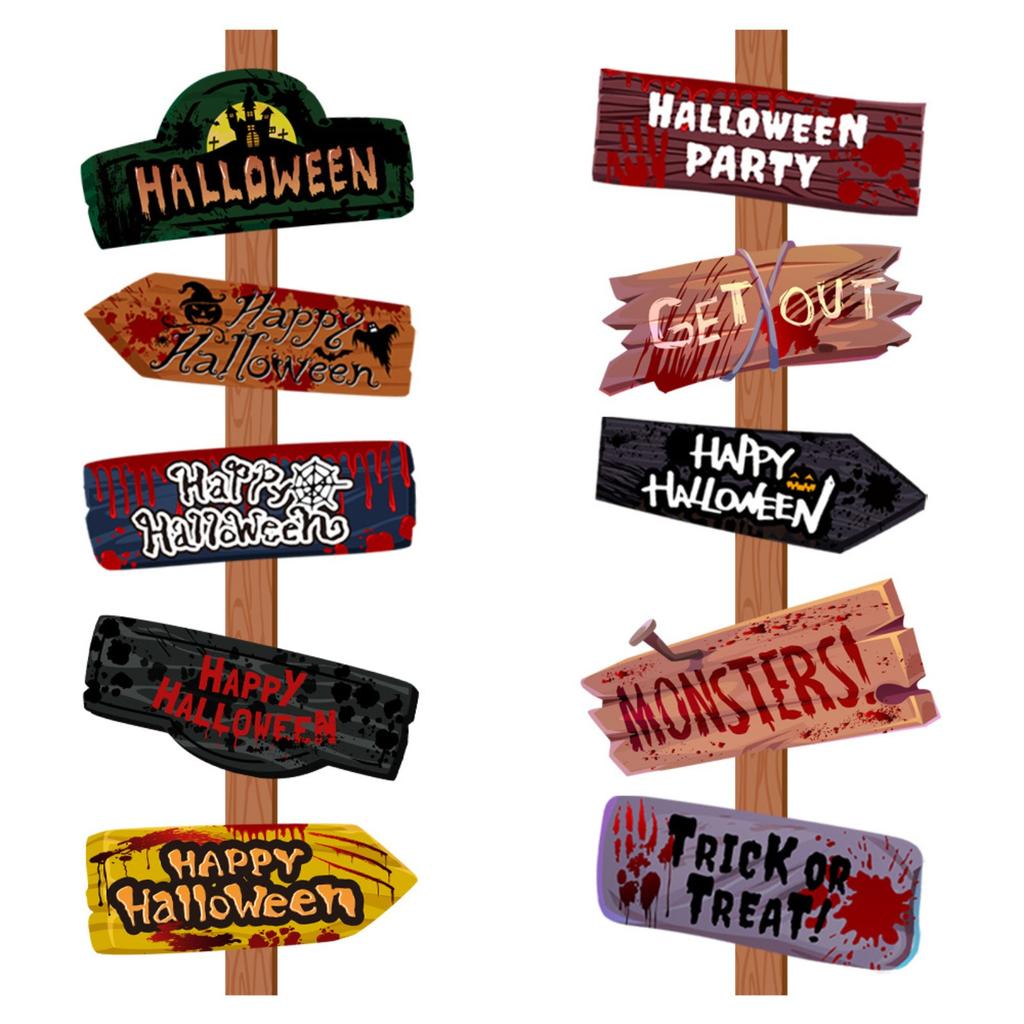 Halloweeni Dekoráció Horror Útjelző Karók Papír Irányjelző Parti Kellékek