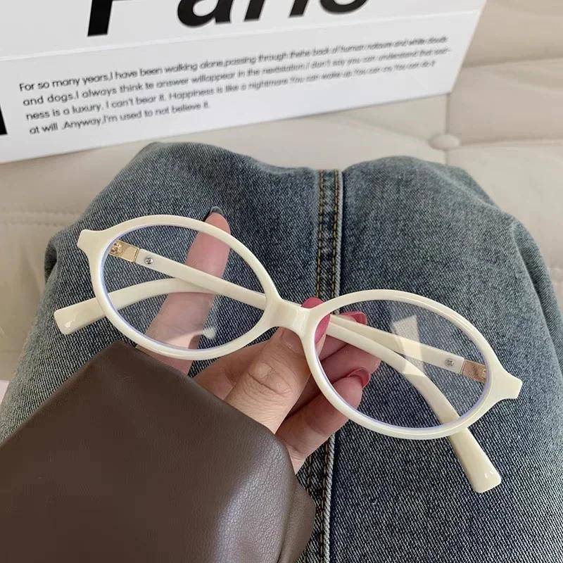 Retro Oval Frame Glasses Women Leopard Ins Sweet Cool Eyewear Trend Brand Reading Computer Anti Blue Light Eyeglasses