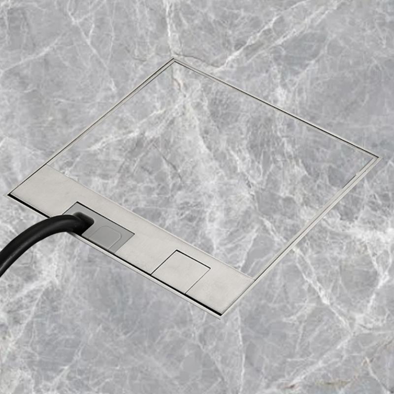Waterproof Stainless Steel Marble Floor Socket Box Embedded Flat Thin Floor Socket with USB Port Concealed Socket